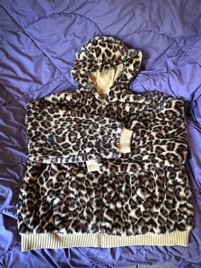 Aerie leopard zip up hoodie